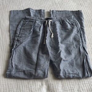 Brandy Melville Blue Striped Wide Leg Linen Pants